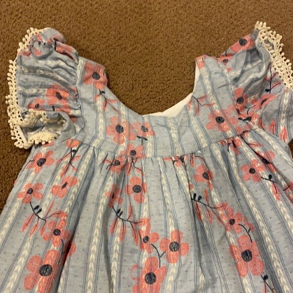 Ele Story Girls Blue Floral Lined Dress - Picture 4 of 7